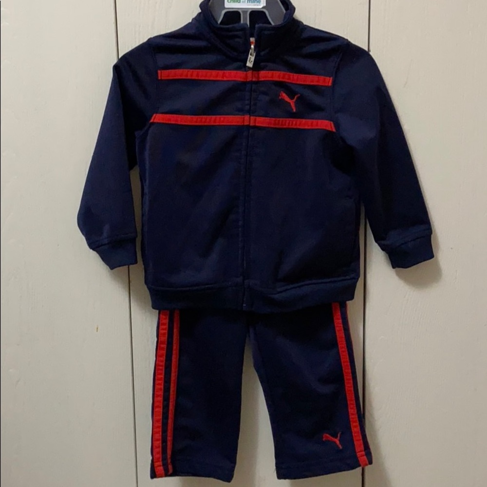 Puma Navy and Red Warm Up Suit